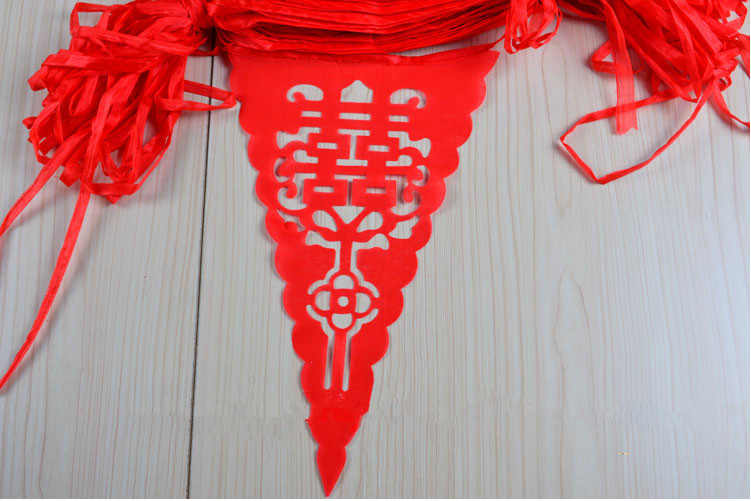 Xi Character String Flags Wedding Pennant Wedding Colorful Flag Non-Woven Fabric Hollow Red Triangle Flag Xi Character String Flags Wedding Pennant Wedding Colorful Flag Non-Woven Fabric Hollow Red Triangle Flag
