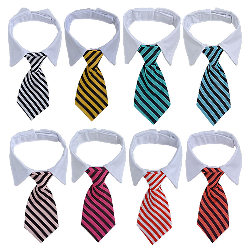 Pet Tie Bow Tie Dog Tie Striped  Collar Scarf Fake Collar Bib Bow