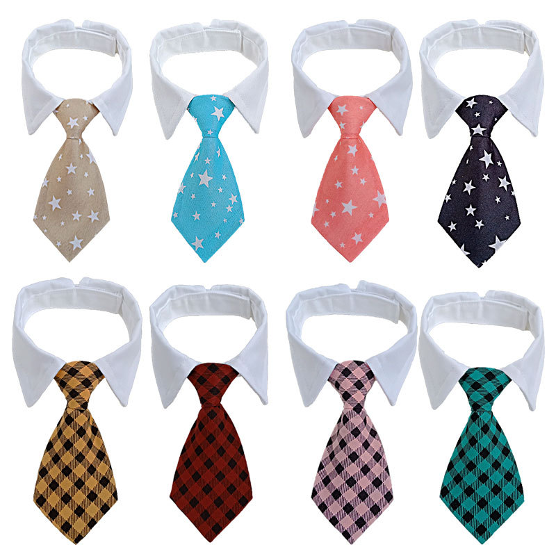 Pet Tie Bow Tie Dog Tie Striped  Collar Scarf Fake Collar Bib Bow