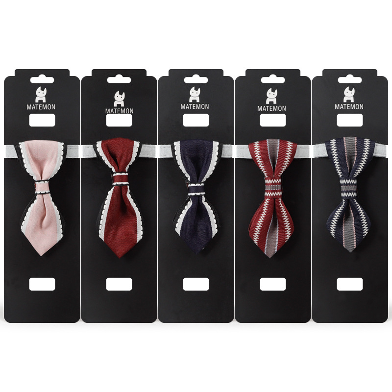 In Stock Wholesale Pipitao Dog Cat Gentleman Collar Pet Accessories Triangular Binder Korean Style Pet Tie with Bell