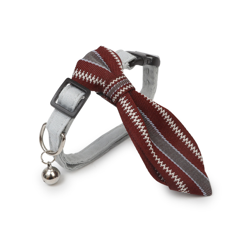 In Stock Wholesale Pipitao Dog Cat Gentleman Collar Pet Accessories Triangular Binder Korean Style Pet Tie with Bell