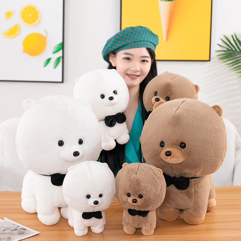 Rabbit Fur Dog Plush Toy than Bear Baby Rabbit Fur Puppy Doll Bow Tie Dog Children&#039;s Ragdoll Factory Wholesale
