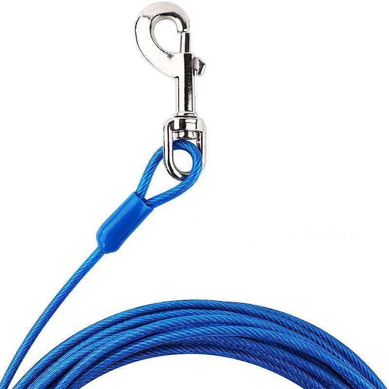 Factory in Stock Stainless Steel Dog Tie Cable Safety Rope Dog Chain Hook Pet Supplies Rubber Coated PET Hand Holding Rope