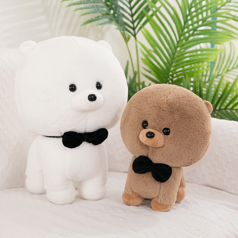 Rabbit Fur Dog Plush Toy than Bear Baby Rabbit Fur Puppy Doll Bow Tie Dog Children&#039;s Ragdoll Cross-Border Wholesale