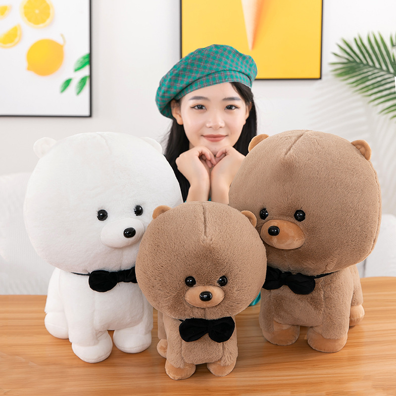 Rabbit Fur Dog Plush Toy than Bear Baby Rabbit Fur Puppy Doll Bow Tie Dog Children&#039;s Ragdoll Cross-Border Wholesale