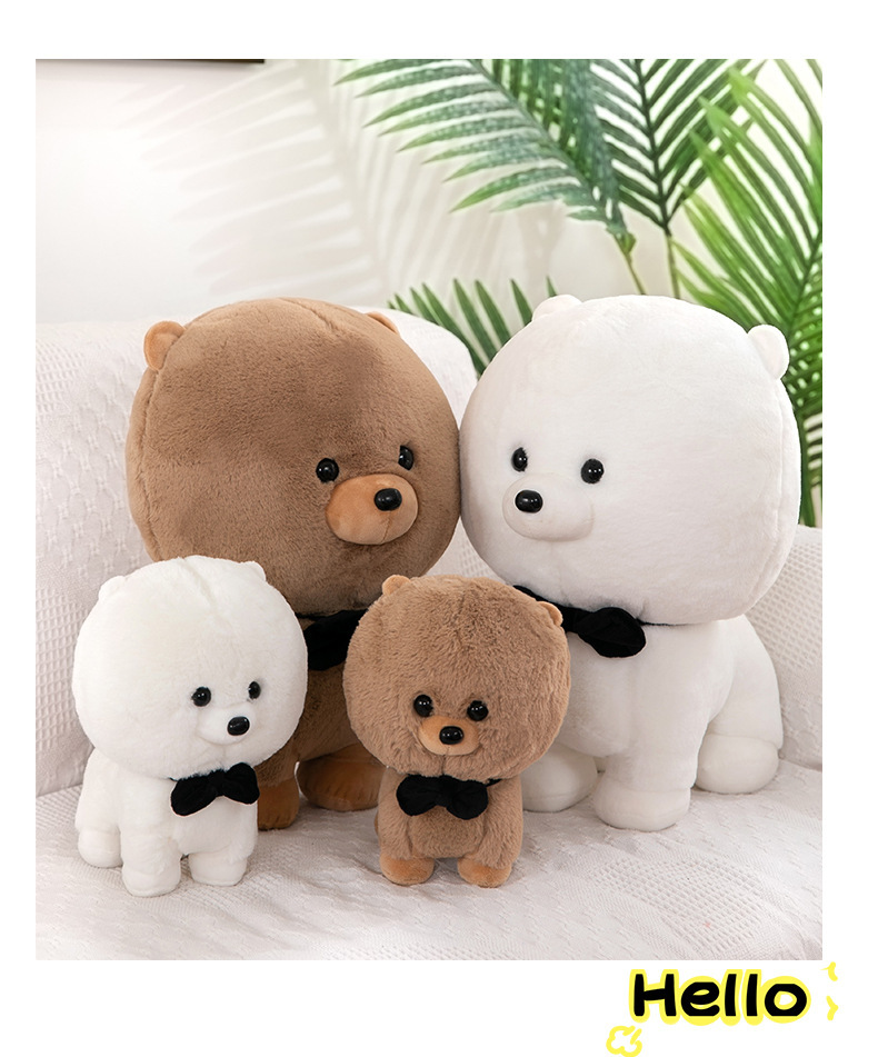 Rabbit Fur Dog Plush Toy than Bear Baby Rabbit Fur Puppy Doll Bow Tie Dog Children's Ragdoll Cross-Border Wholesale