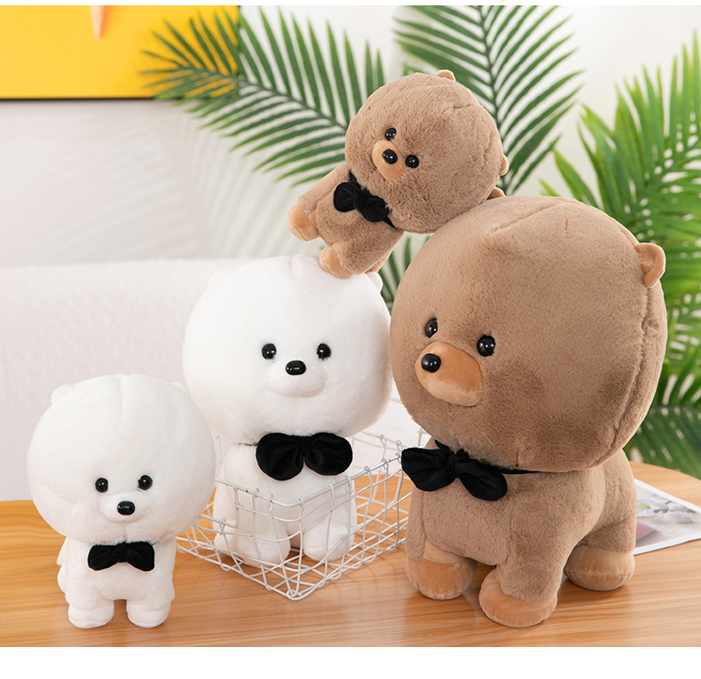 Rabbit Fur Dog Plush Toy than Bear Baby Rabbit Fur Puppy Doll Bow Tie Dog Children's Ragdoll Cross-Border Wholesale
