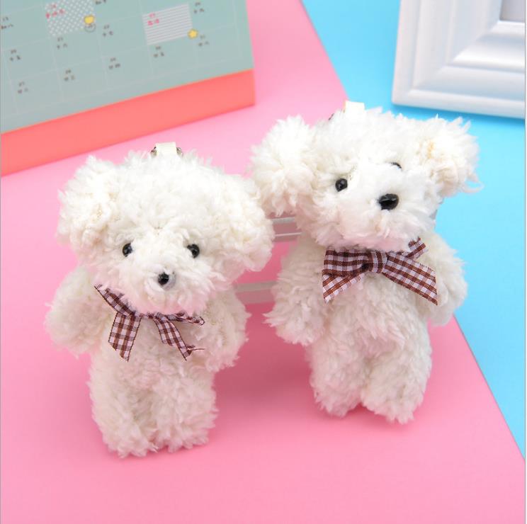 Cross-Border Pearl Velvet Bow Tie Dog Plush Toy Keychain Pendant Kindergarten Toy Small Gift Activity Gift