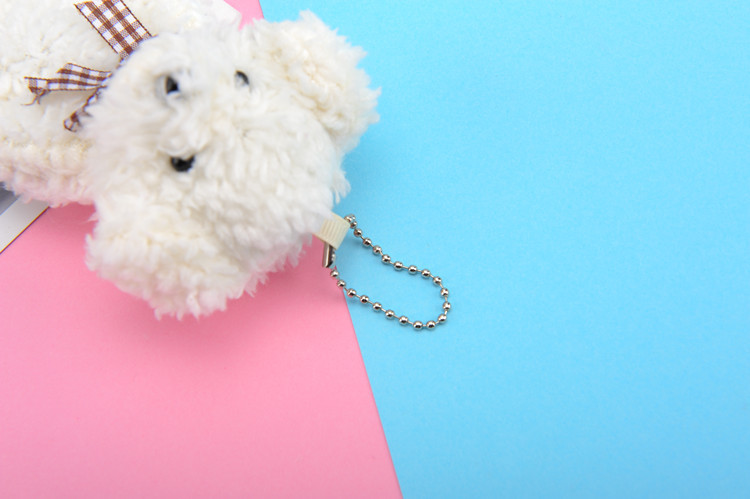 Cross-Border Pearl Velvet Bow Tie Dog Plush Toy Keychain Pendant Kindergarten Toy Small Gift Activity Gift