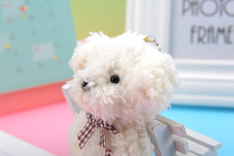 Cross-Border Pearl Velvet Bow Tie Dog Plush Toy Keychain Pendant Kindergarten Toy Small Gift Activity Gift