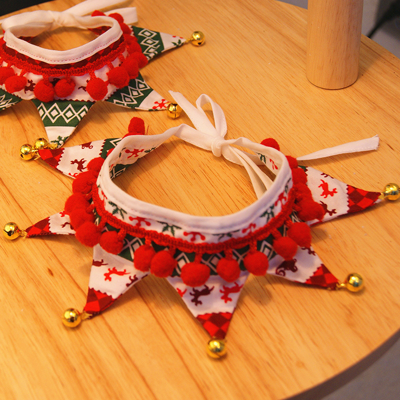 Pet Christmas Holiday Dress up Decoration Supplies Dog Scarf Cat Bib Bow Tie Bow Wholesale