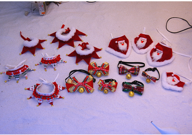 Pet Christmas Holiday Dress up Decoration Supplies Dog Scarf Cat Bib Bow Tie Bow Wholesale