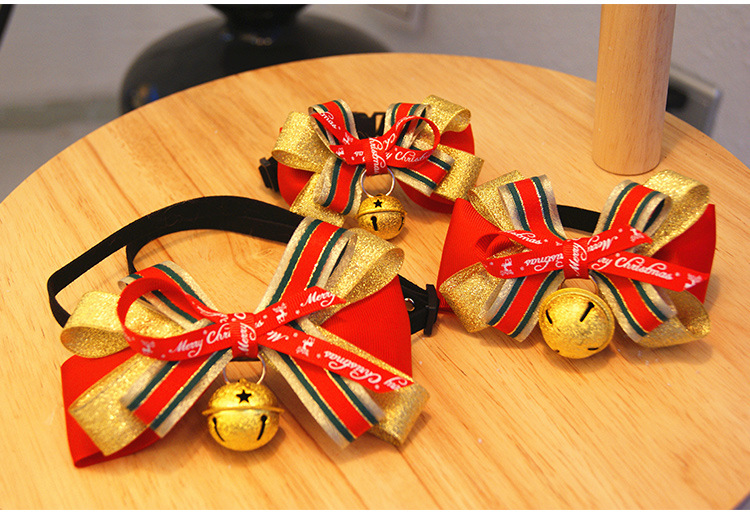 Pet Christmas Holiday Dress up Decoration Supplies Dog Scarf Cat Bib Bow Tie Bow Wholesale