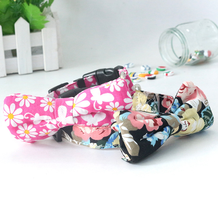 Factory Customized Pet Supplies Bow Tie Dog Collar Printed Collar Release Buckle Buckle Quality Assurance