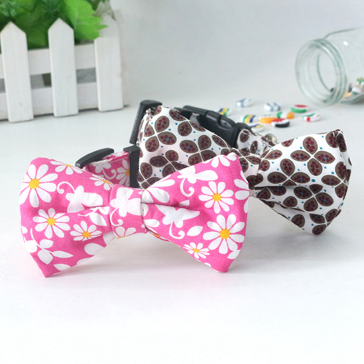 Factory Customized Pet Supplies Bow Tie Dog Collar Printed Collar Release Buckle Buckle Quality Assurance