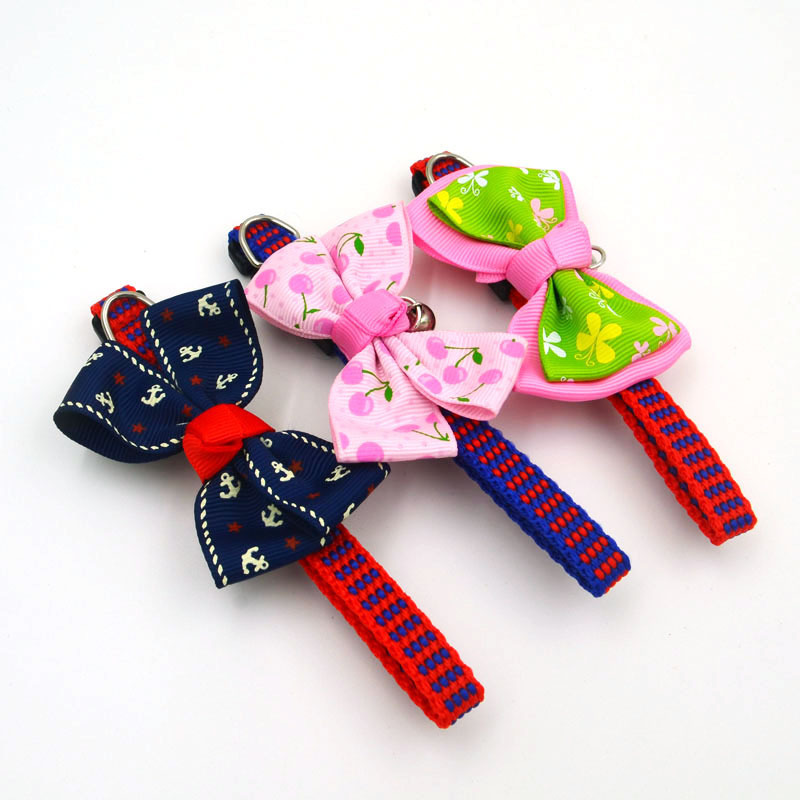 Pet Cute Bow Tie Collar Bow Dog Traction Bell Collar Pet Supplies Wholesale