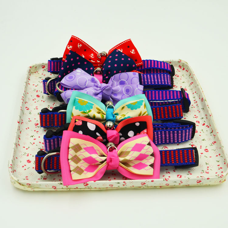 Pet Cute Bow Tie Collar Bow Dog Traction Bell Collar Pet Supplies Wholesale