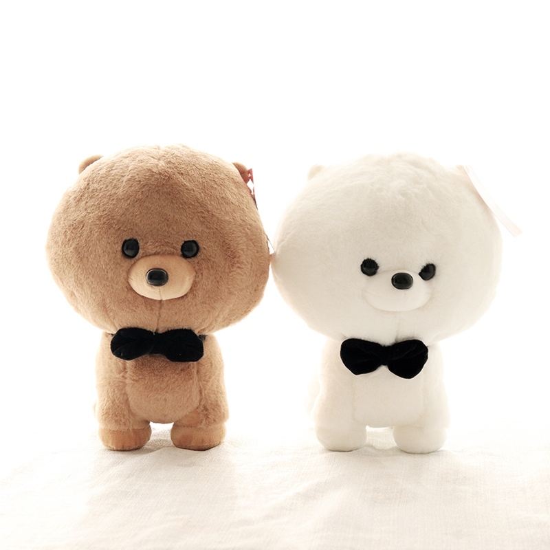 Cute Bichon Dog Doll Plush Toys Bow Tie Puppy Doll Ragdoll Children&#039;s Birthday Gifts Simulation