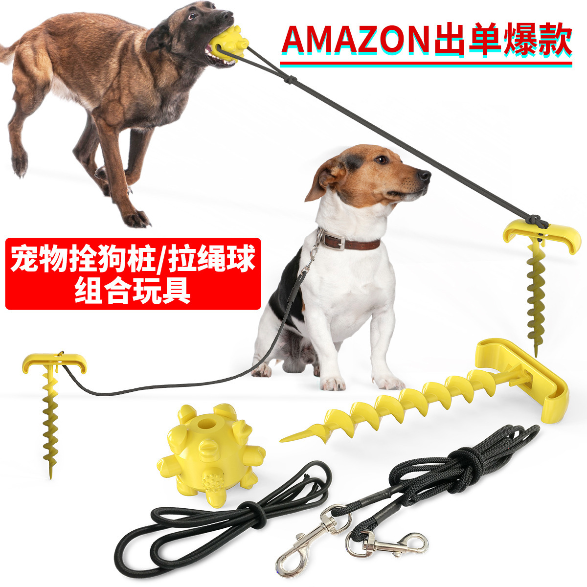 Pet Supplies New Amazon Hot Hot Sale Outdoor Bolt Dog Underpinning Stake Tie Dog Rope Leash Dog Walking Toy