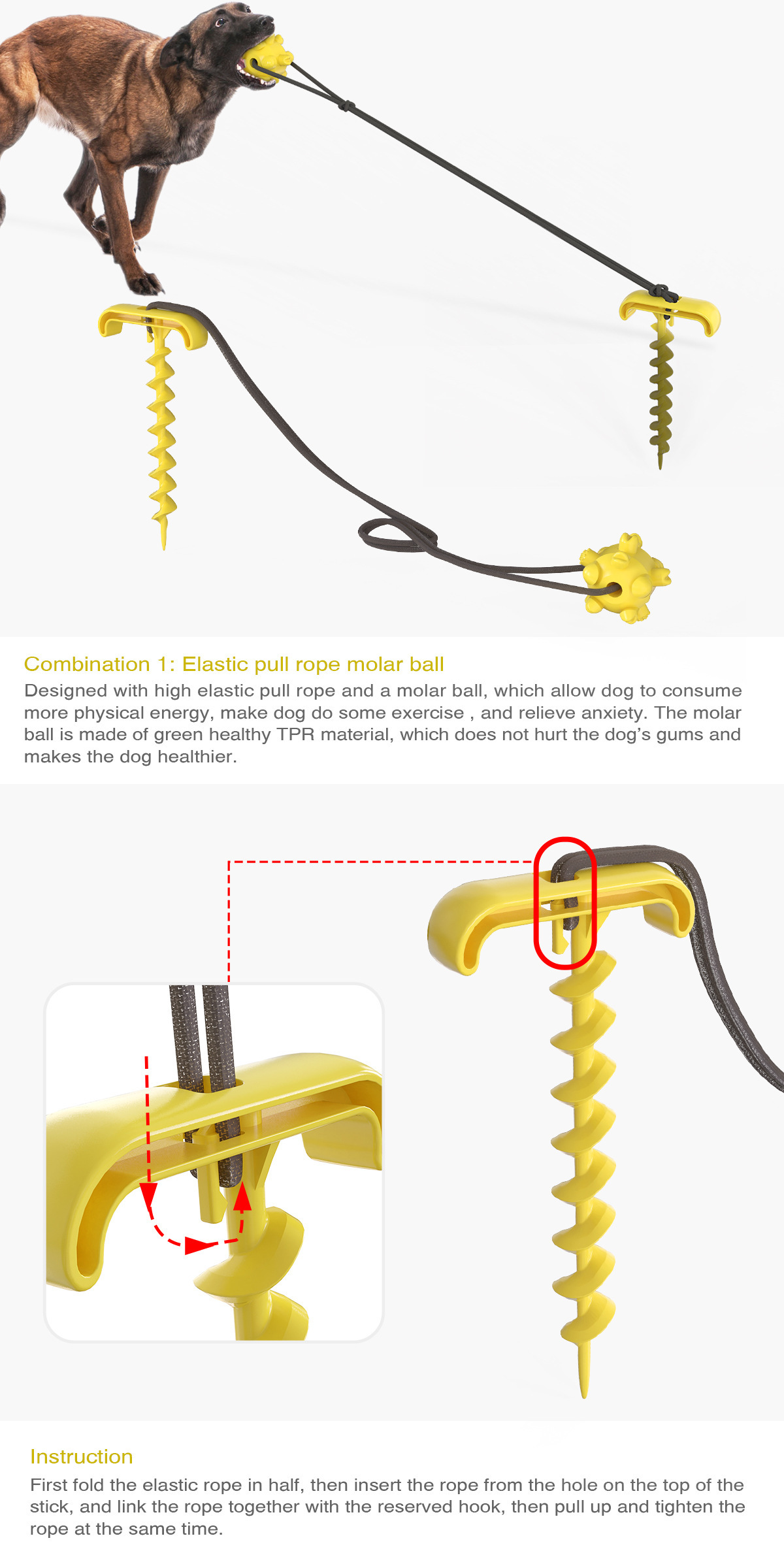 Pet Supplies New Amazon Hot Hot Sale Outdoor Bolt Dog Underpinning Stake Tie Dog Rope Leash Dog Walking Toy