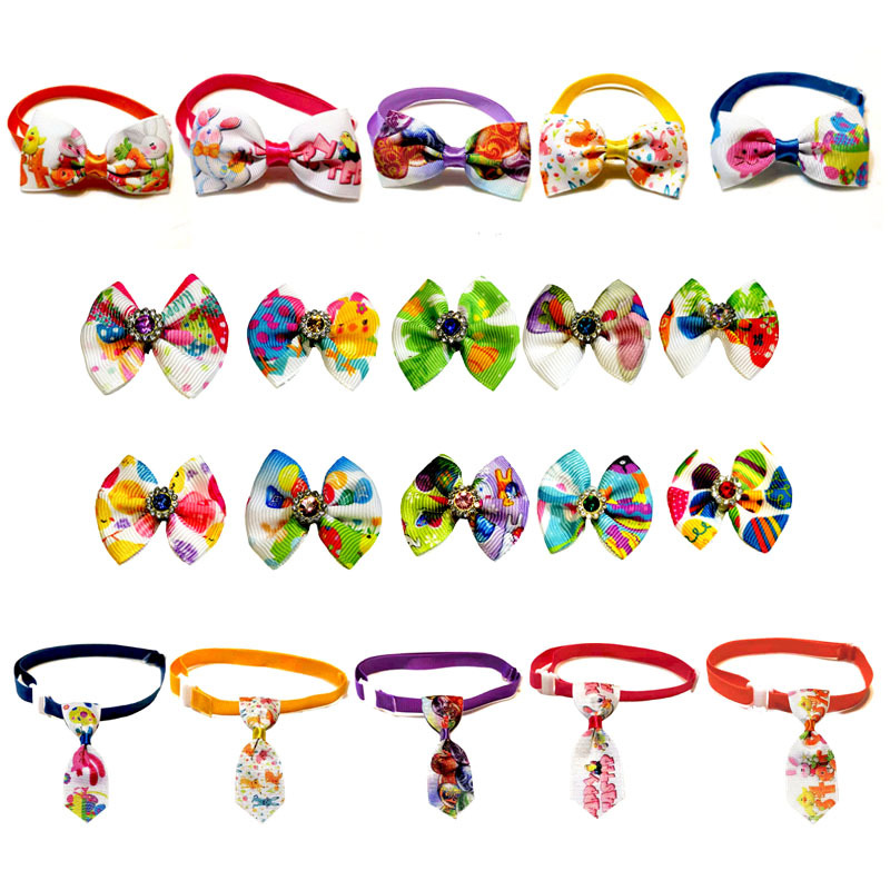 New Easter Pet Tie Cat Dog Pet Tie Mimi Dog Headdress Set Pet Clothing