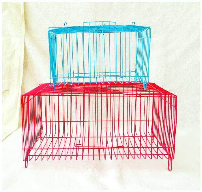 Small Pet Transport Cage with Iron Wire Cage Simple Hamster Rabbit Cage Bird Cage Cat Cage Pigeon Chicken Cage 28cm
