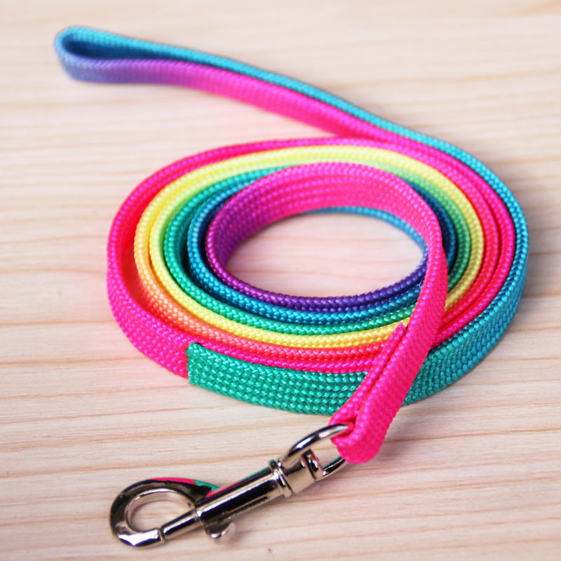 Colorful Collar Pet Hand Holding Rope Dog Chain Colorful Pet Collar Small Dog Rainbow Dog Leash Necklet Set