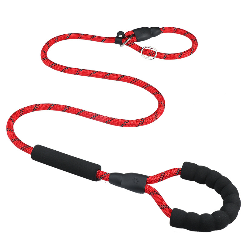 Dog Hand Holding Rope Pet P Chain Clinch Collar Double Handle Dog Chain round Rope Nylon Strap Explosion-Proof Dog Leash
