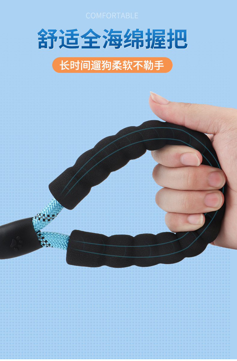 Dog Hand Holding Rope Pet P Chain Clinch Collar Double Handle Dog Chain round Rope Nylon Strap Explosion-Proof Dog Leash