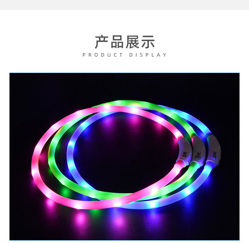 Pet Collar Luminous Collar Led Luminous Silicone Dog Traction Rope USB Rechargeable Pet Dog Leash in Stock Wholesale