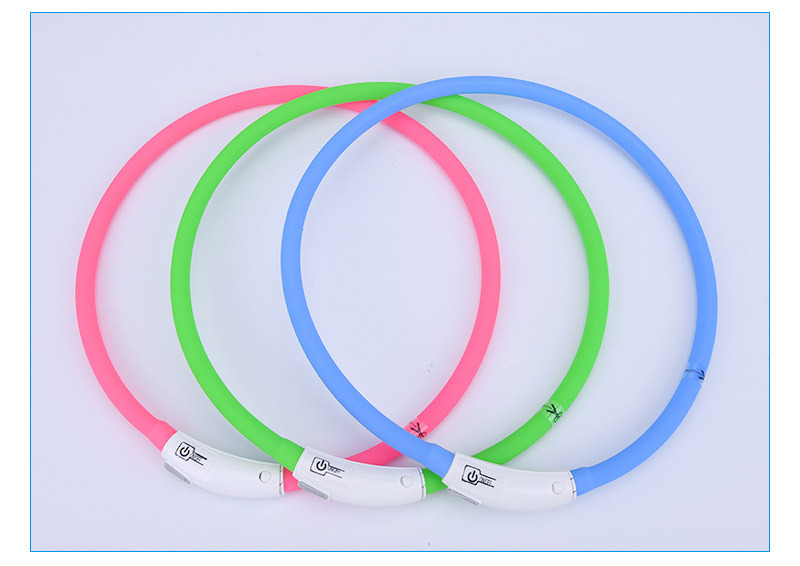 Pet Collar Luminous Collar Led Luminous Silicone Dog Traction Rope USB Rechargeable Pet Dog Leash in Stock Wholesale