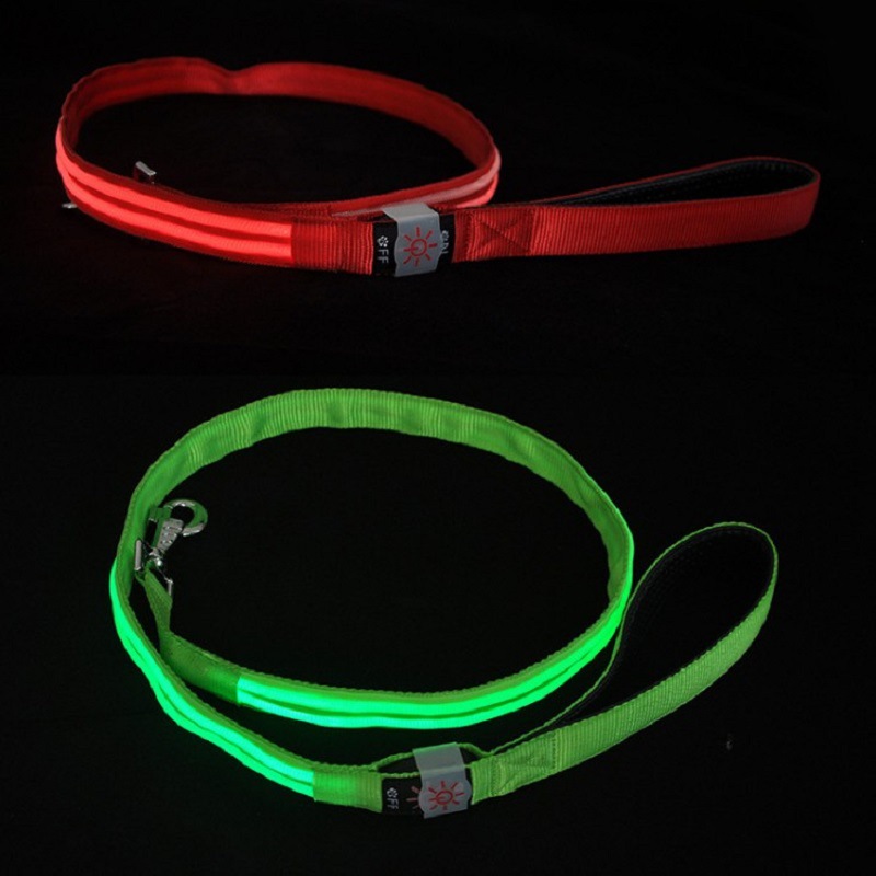 Pet Supplies USB Luminous Collar Led Luminous Nylon Dual Fiber Hand Holding Rope Dog Leash Traction Belt in Stock Wholesale