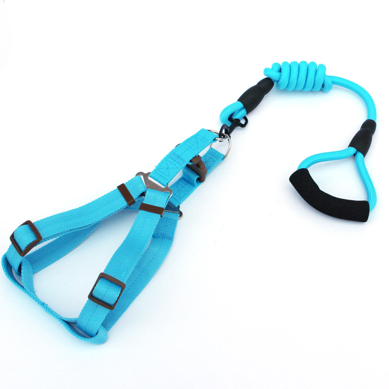 New Pet Hand Holding Rope Dog Traction Belt Cat Dog Rope Dog Chain round Rope Leash Set Collar Supplies