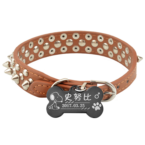 Amazon Hot Rivet Collar Anti-Bite Rivet Pet Collar Small and Medium Size Dog Leash Pull Constantly Pu Dog Collar