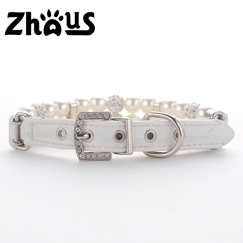 Dog Pearl Collar Handmade Wire Rope Cat Belt Dog Leash Pet Black Pearl Collar