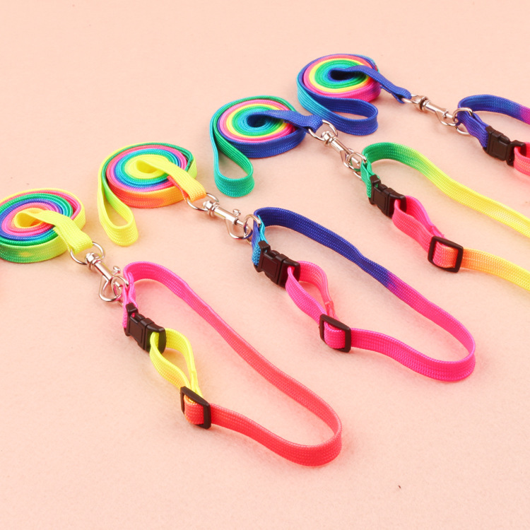 Pet Colorful Hand Holding Rope Colorful Collar Leash Set Dog Leash Teddy VIP Chest Strap Cat Dog Leash