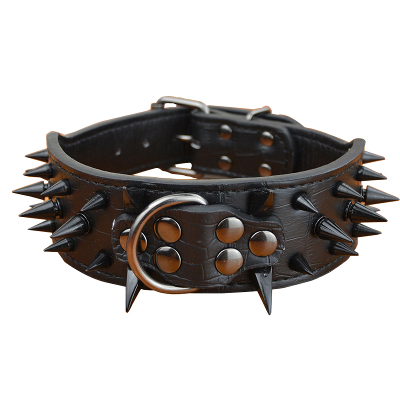 Hot Black Spike Dog Leash Barbed Dog Collar Large Rivet Anti-Bite Pet Collar Custom Dog Leash