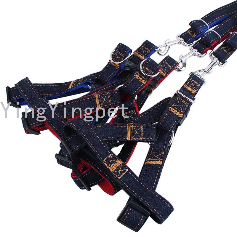 Pet Hand Holding Rope Denim Patch Chest Collar Dog leash Dog chain Dog Traction Belt Pet Supplies