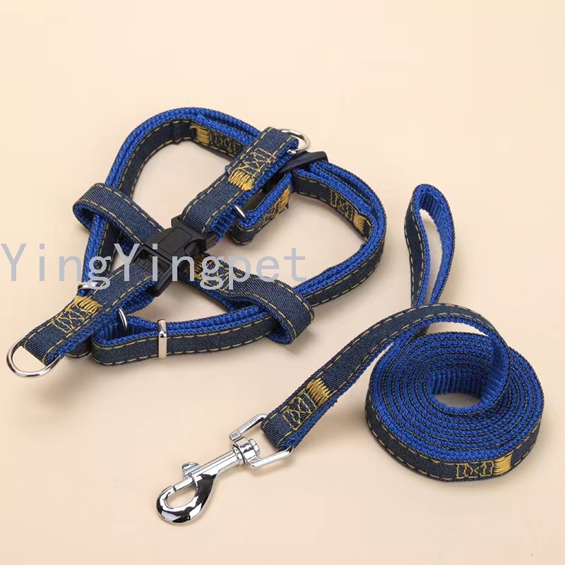 Pet Hand Holding Rope Denim Patch Chest Collar Dog leash Dog chain Dog Traction Belt Pet Supplies