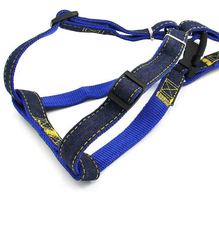 [3-70kg] Pet Hand Holding Rope Dog Leash Collar Dogs and Cats Denim Chest Strap Set Pet Supplies