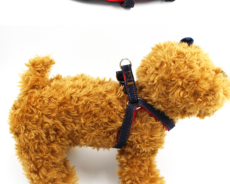 [3-70kg] Pet Hand Holding Rope Dog Leash Collar Dogs and Cats Denim Chest Strap Set Pet Supplies