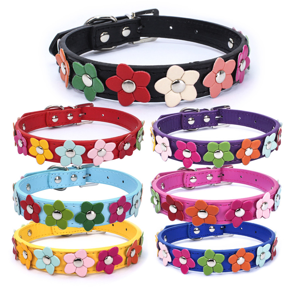 Berry Hot Sale Single Row Small Flower Pet Collar Colorful Flowers Dog Collar SUNFLOWERPUDog leash