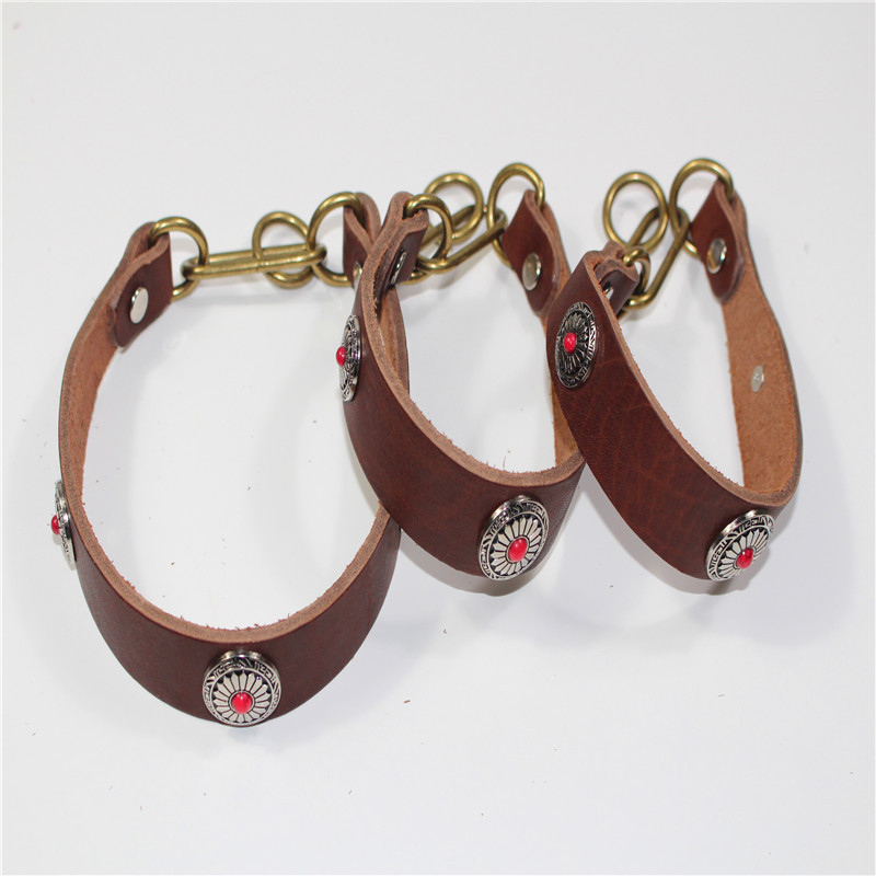 Fine Dog Cow Leather Collar SUNFLOWER Decorative Collar Hound Whippets Dog Leash Pet Supplies Customization