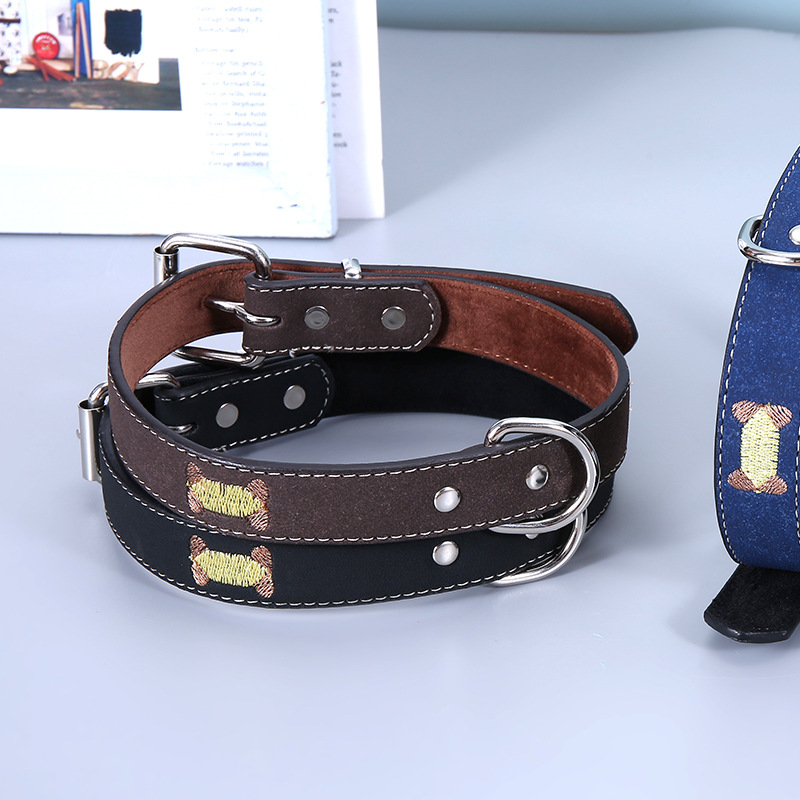 Pet Embroidery Collar Full Size Adjustable Dog Collar Bite-Proof Protector Traction Collar Dog Leash Dog Traction Rope Wholesale