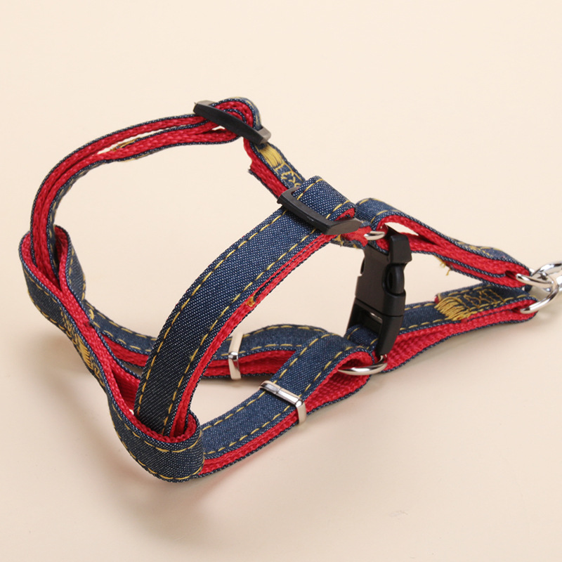Pet Hand Holding Rope Denim 2-Piece Or 3-Piece Set Dog Leash Dog Leash Traction Pet Collar Factory Direct Sales Wholesale