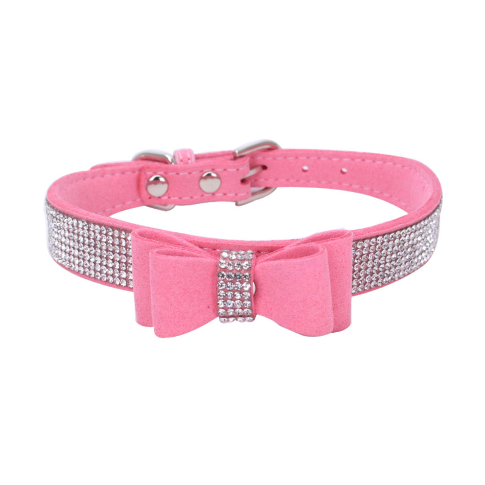 Bow Rhinestone Collar Pet Dog Collar Large, Medium and Small Dog Leash Berry Pet Supplies Amazon Hot