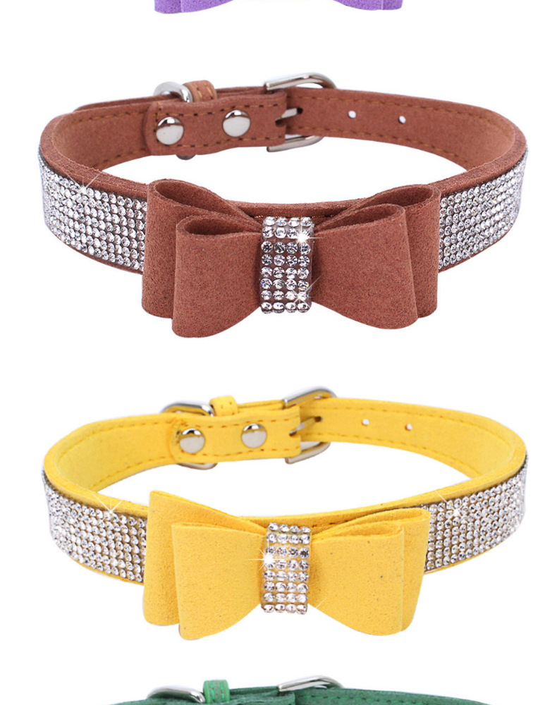 Bow Rhinestone Collar Pet Dog Collar Large, Medium and Small Dog Leash Berry Pet Supplies Amazon Hot