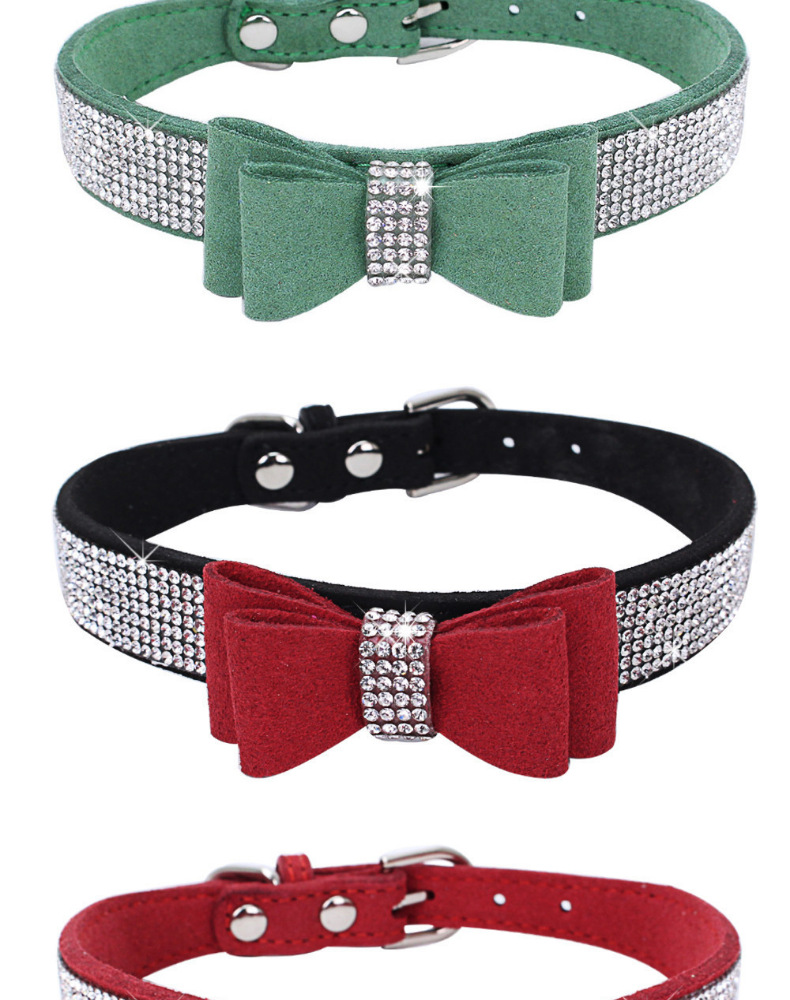 Bow Rhinestone Collar Pet Dog Collar Large, Medium and Small Dog Leash Berry Pet Supplies Amazon Hot