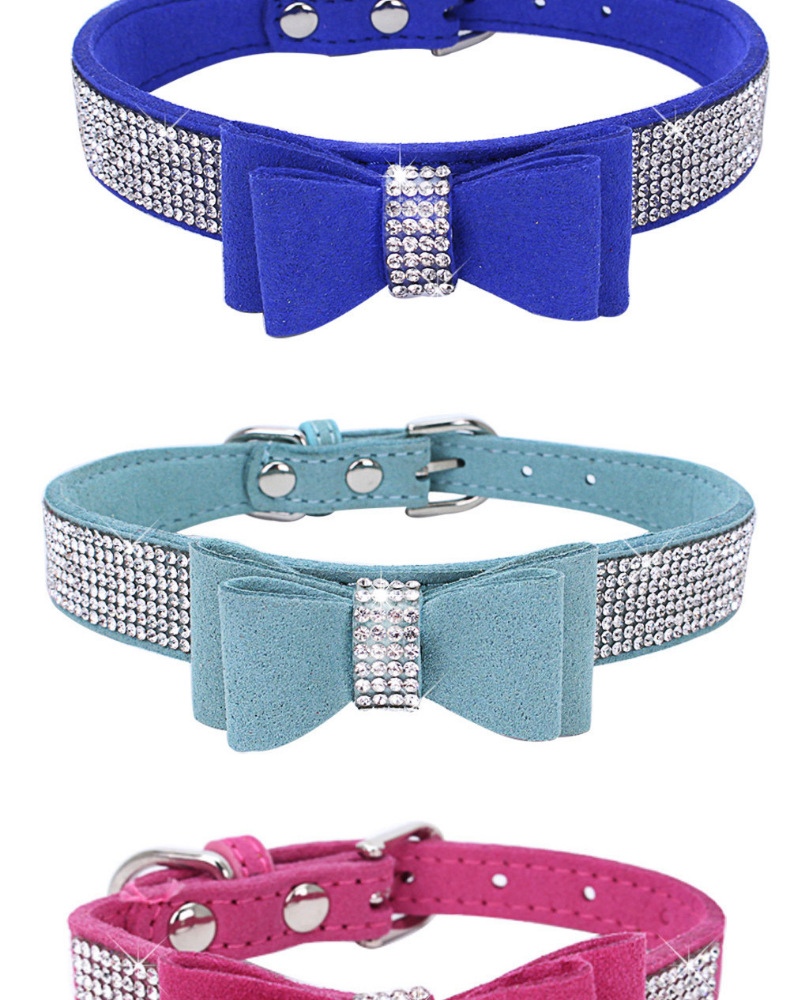 Bow Rhinestone Collar Pet Dog Collar Large, Medium and Small Dog Leash Berry Pet Supplies Amazon Hot
