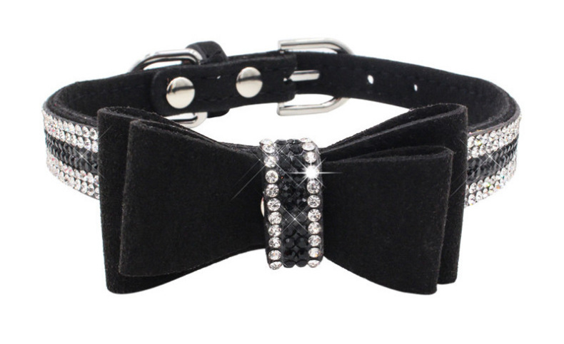 Bow Rhinestone Collar Pet Dog Collar Large, Medium and Small Dog Leash Berry Pet Supplies Amazon Hot